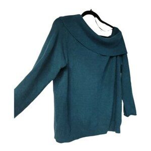 ANTHROPOLOGIE Off Shoulder Pullover Sweater SOFT‎ 1X Blue